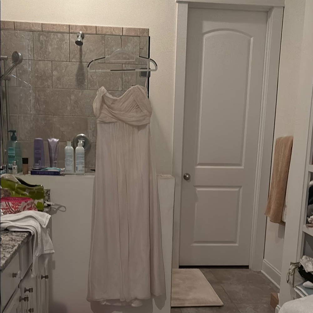 Nouvelle AMSALE Cream Prom Gown with Flowing Silhouette